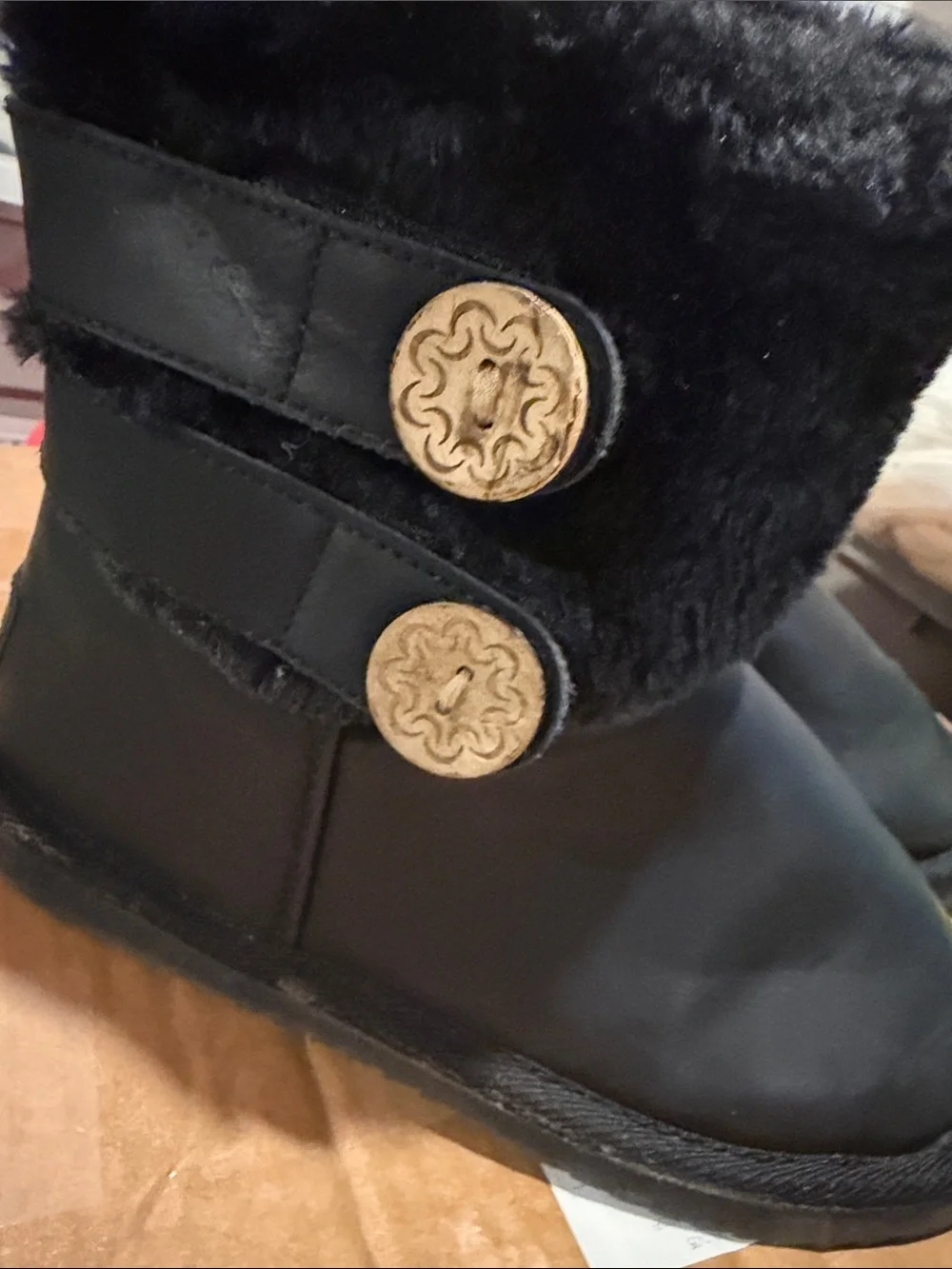 Black Shearling-Lined Short Boots
